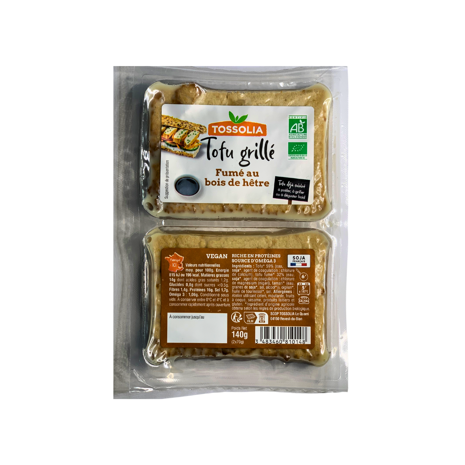 Tofu Grillé fumé au bois de hêtre