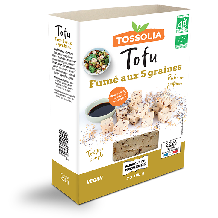 Tofu fumé au 5 graines artisanal 100% Bio & Français - Tossolia